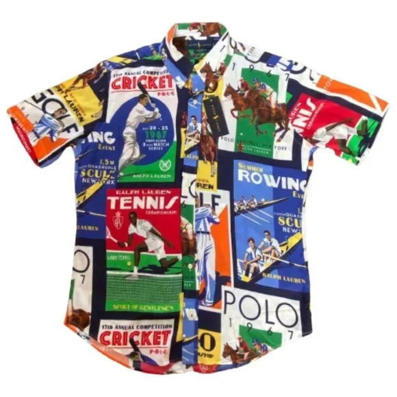 VTG POLO RALPH LAUREN STADIUM RETRO CHARIOTS OLYMPIC 1992 TENNIS SHIRT SMALL - Picture 1 of 8